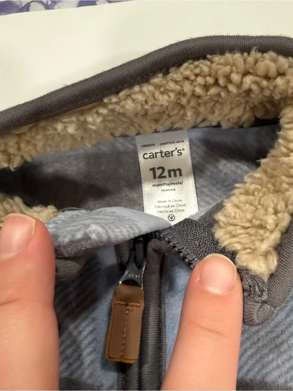 Carter’s fleece lightweight body suit 9 to 12 months